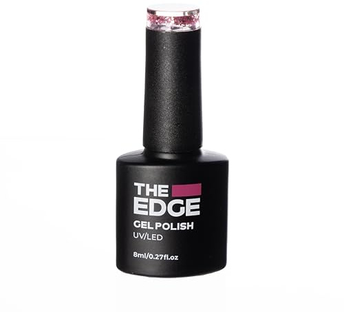 THE EDGE Gel Nail Polish 8ml - The Ballet Pink Glitter - UV/LED Manicure/Pedicure for Salon & Home Use, Highly Pigmented/Long Lasting/2-Coat Coverage