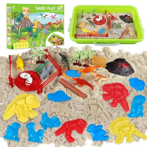 Aliex Magic Play Sand Set, Dinosaurier - All in One Sand Set/No Mess - Magic Spielsand Spielzeug Geschenk für Jungen Mädchen 3 4 5 6 7 8 Jahre