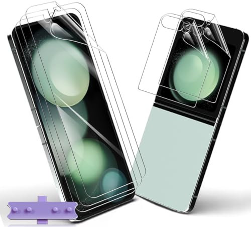 Yiunssy Protection D'écran pour Samsung Galaxy Z Flip 5 [Non-Verre Trempé], Film TPU Flexible 3 Pièces + 2 Pièces Protecteur D'écran externe pour Samsung Galaxy Z Flip 5 Protection écran