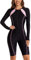 ECUPPER Womens One Piece Rash Guard Zip Up Swimsuit Long Sleeve Boyleg Athletic Surf Swimwear Short Wetsuit Built in Bra Black-4 Small