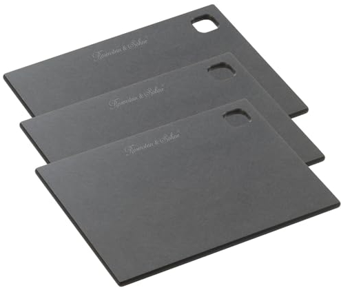 Rosenstein & Söhne Schneidebrett groß: 3er-Set Holzfaser-Schneidebretter, spülmaschinenfest, 20 x 15 x 0,6 cm (Schneidebrett schwarz Holz, Küchenbretter Holz)…
