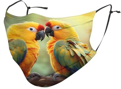 YYHHAOFA Staubmaske für Erwachsene, weich, atmungsaktiv, geeignet für Camping, Laufen, Reisen, den täglichen Gebrauch, bunt, gelbe Papageien auf Ast, 1 Stück