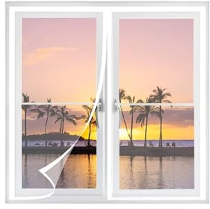 Magnetic Fly Screen Window, Powerful Magnets Mosquito Net Roller Blind Very Dense Mesh for Indoor Outdoor Windows, White/165x175cm