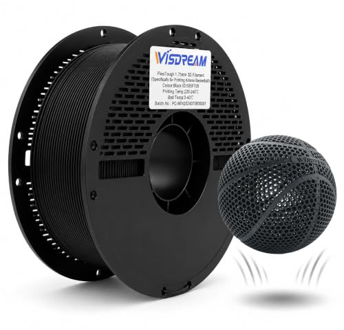 WISDREAM FlexiTough flexibles Filament, schwarz, speziell für 3D-gedruckte Airless-Basketbälle, 1,75 mm, 1 kg, kompatibel mit den meisten FDM-Druckern