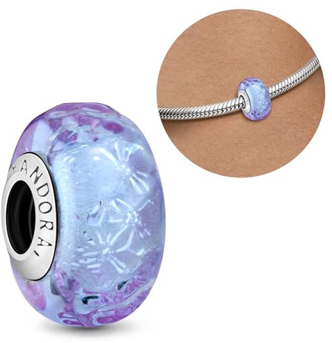 Purhole Charms Blau Murano Glas Charm Armband Charm Clip Charms Anhänger Stopper,Beads für Damen
