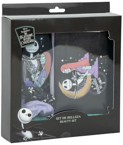 CERDÁ LIFE'S LITTLE MOMENTS - Nightmare Before Christmas Beauty Set - Schwarz - Komplettset - enthält Haarbürste, 2 Haarzöpfe und Etui - Originalprodukt
