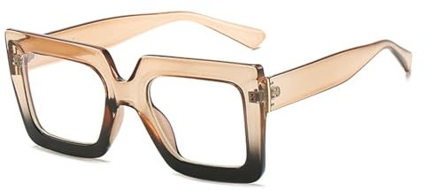 MUTYNE Damen-Brillengestell, modisch, für Herren, zweifarbig, transparent, quadratisch, großer Rahmen, Computerbrille, Champagner