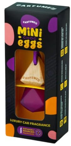 Carfume Limited Edition Mini Choc Eggs Car Air Freshener | Premium Sweet Cocoa, Honey & Vanilla Fragrance | Luxury Recyclable Scented Diffuser - Odour Eliminator - UK Made Car Accessories