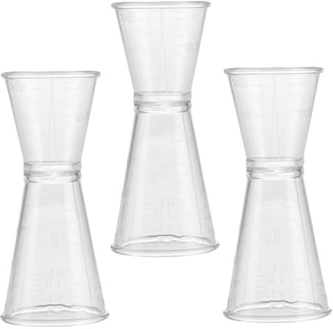 PAMINGONO 3piezas Tazas Medidoras De Plástico Transparentes Jigger Doble Para Cócteles Utensilio Para Medición Precisa De Bebidas Para Bartenders y Mixología