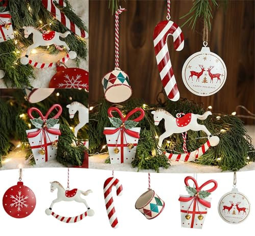 Dänischer handbemalter Christbaumschmuck Rand Festliche Miniatur Trommel Hängende Urlaubsatmosphäre HäNgedeko (E, 13X4.5CM)