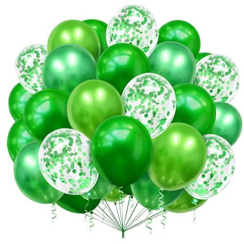 Luftballons Grün,Latex Ballons Grün,100 StüCk 12 Zoll Grüne Luftballons,mit Grün Konfetti Ballons Helium Ballons für Grüne Themen Geburtstag Baby Shower Jubiläum Party Deko