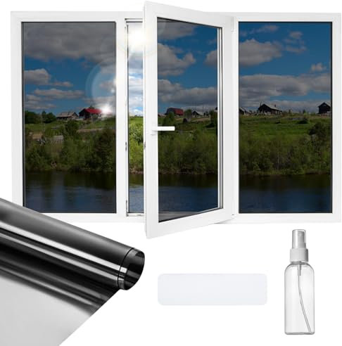 Window Film Privacy One Way Clear, Privacy Film for Glass Windows One Way Window Film, UV Blocker Window Tint Film Home, Anti Glare Privacy Window Film Heat Reflective Window Film, 30 * 200cm