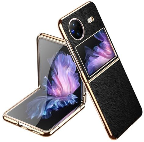 Coque arrière pour smartphone Coque compatible avec Vivo X Flip, coque de protection ultra fine en cuir résistant aux chocs, coque arrière rigide, coque de protection fine pliable, anti-chute Compatib