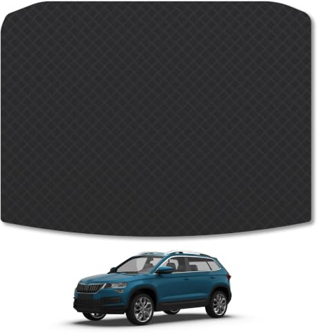 Skoda Karoq (2017+) 3mm Rubber Boot Mat | Tailored Fit Durable Boot Liner Full Coverage Protection Waterproof Accessories Easy Clean Anti Slip Made in the UK