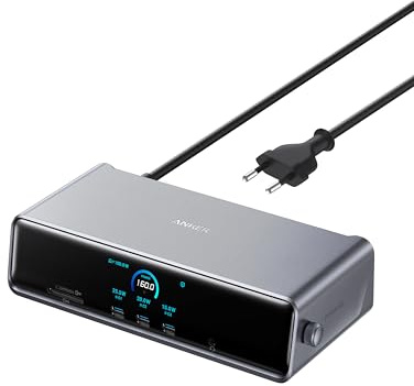 Anker Prime Docking Station, 14 Ports, Triple-Display mit DisplayLink, 140W USB-C, Smart Display, Kühlung, bis 8K, für macOS & Windows (DisplayLink-Treiber erforderlich)