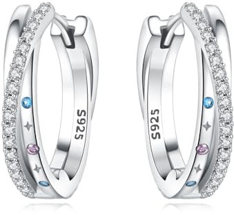 CYMYSS Silber 925 Sterling Creolen - Kleine Ohrringe Damen Hoop Earrings For Women