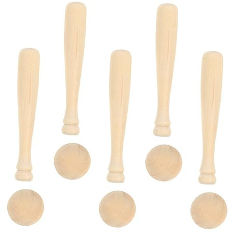 VILLFUL Holz Baseball Und Baseballschläger Bastelset Unfertiger Mini Baseballschläger Zum Bemalen Für DIY Bastelarbeiten