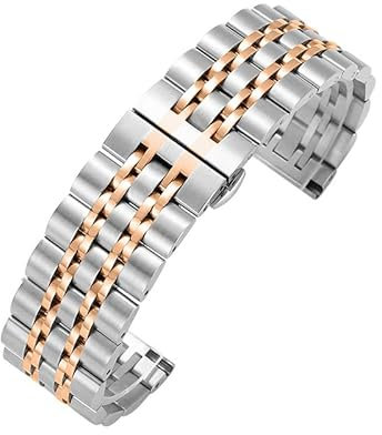 YBAAKZIIR Cinturino in Acciaio Inossidabile, Cinturini for Orologi Cinturino di Ricambio Universale for smartwatch Cinturino da Polso in Acciaio Inossidabile 20/22 mm(Silver Rose Gold,22mm)