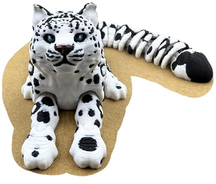Schneeleopard Spielzeug, 3D Druck Schneeleopard, 3D Gedruckte Tiere, Flexibles und Bewegliches 3D Gedrucktes Spielzeug, Kleine Tiere für Desktop Dekoration