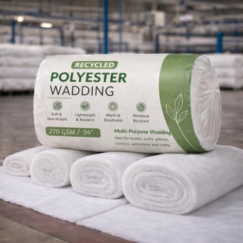 MHG Textiles Premium Wadding Roll for Quilting, Crafts, Upholstery & Sewing - 1 Metre Length, 6oz/270gsm - 54” Wide - Hypoallergenic Recycled Polyester - Soft, Durable, Washable - Multi-Use Padding
