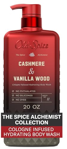 Old Spice Body Wash for Men, The Spice Alchemist Collection, 24/7 Cologne Infused Hydration, No Trade Off Formula, Free of Phthalates Silicones & Dyes, Cashmere + Vanilla Wood Scent, 20 oz