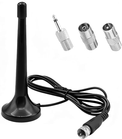 FM DAB UKW Radio Antenne, Radioantenne für Stereoanlage HiFi Receiver, Innen DAB+ Teleskopantenne mit Magnetfuß, 3 Meter Verlängerungskabel, F-Stecker Adapter für AV Receiver, Tuner, Verstärker
