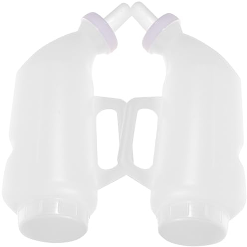 Housoutil 2pcs 2L Thickened Calf Feeding Bottles with Random Colored Nipples, Horizontal Livestock Nursing Milk Bottles for Cows and Sheep, Suitable for Farm Rearing and Animal Random Color