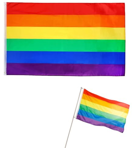 FLAVNTEL Bandiera della Pace Arcobaleno 60x90 cm con Occhielli, Bandiera in Poliestere 100D Resistente UV per Interno ed Esterno, Decorazione Balcone, Eventi e Manifestazioni