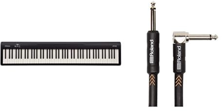 Roland FP-10 88-Note Digital Piano with Black Series Instrument Cable 5ft Angled
