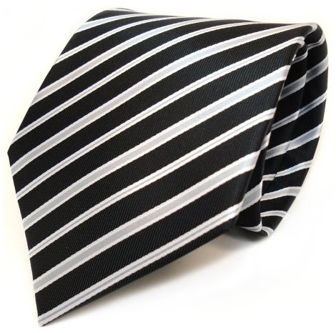 TigerTie Designer Krawatte in schwarz silber grau gestreift