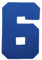 alles-meine.de GmbH Bügelbild amerikanische Zahl blau 10,1 cm hoch - Zahl 6 - Aufnäher Applikation blau