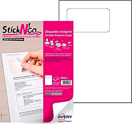 Stick'ngo 500 Blatt Papier mit integriertem Etikett zur Abrechnung über Amazon Seller Central – langes Adress-Etikett