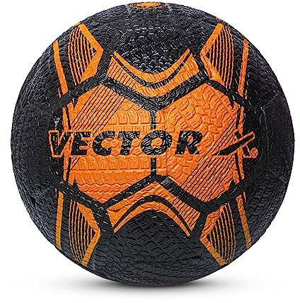 Vector X Street Soccer Football (Orange,Black/Size-5) | Material- Moulded Rubber | All Surface | High Bounce | High Speed ​| Rubberized Outer core | High Air Retention Bladder | 32 Panel | Training