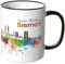 WANDKINGS® Tasse, Schriftzug Guten Morgen Bremen! mit Skyline - Schwarz, Keramik, Kaffeetasse, Rund, 0,3 l