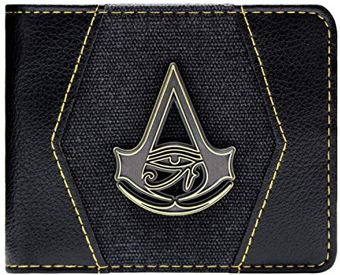 Assassins Creed Origins Bayek Gold Crest Wallet Bi-Fold Coin Pocket & Card Holder, Black