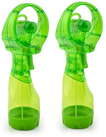 O2COOL 2 Pack Deluxe Misting Handheld Portable Misting Fan, Green