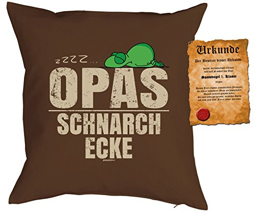trag-das Geschenk Opa Kissen mit Füllung - Sofakissen mit Motiv:Opas Schnarchecke Geburtstag Weihnachten