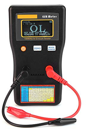 Capacitance Tester, Akozon MESR-100 Auto Ranging Circuit Tester Resistance Capacitance Meter Ohmmeter Meter LCD Backlight Auto Sleep 0.001 to 100R Dual Terminal for Repairing TV, LCD, Audio Board