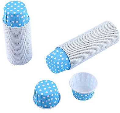 Lot de 100 moules de cuisson en papier sulfurisé pour cupcakes, muffins, décoration - 8 couleurs au choix (bleu)