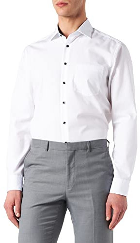 Seidensticker Herren Business-Hemd - Regular Fit - Bügelfrei- Kent-Kragen - Langarm - 100% Baumwolle Weiß (Weiß 01) 46