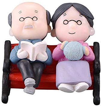 Romote 1PC Stuhl Buch Oma Opa Alte Paare DIY Mini-Fee-Garten-Verzierung Miniatur-Puppe Paar Oma Opa Figurinen