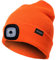 OMOUP Camping Outdoor LED Kappe 4 LED Hut USB aufladbare Caps für Männer Frauen warme Strickmütze LED Cap Licht mit 3 Helligkeitslevel Scheinwerfer Cap LED Cap Walking Camping Jogging Angeln (Orange)