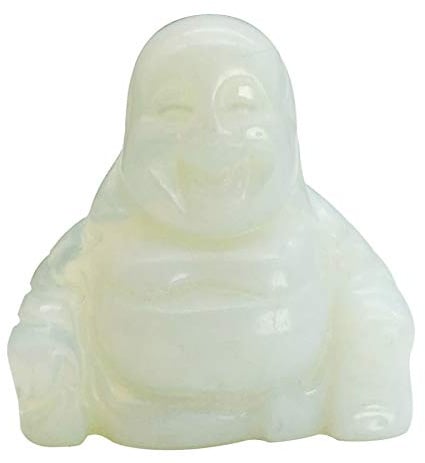 favoramulet Handgeschnitzter Stein Maitreya lachender glücklicher Buddha Statue, heilender Kristall Taschenfigur Skulptur Dekoration 3,8 cm hoch, synthetischer Opalit