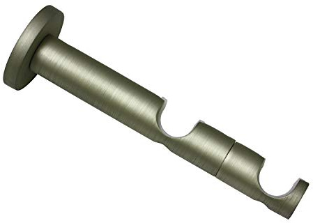 Gardinia Kombiträger mit Metallmontageplatte für Gardinenstangen, 2-läufig, Offen, Alle Montageteile inklusive, Serie Kira, Ø 19 mm, Metall, Champagner