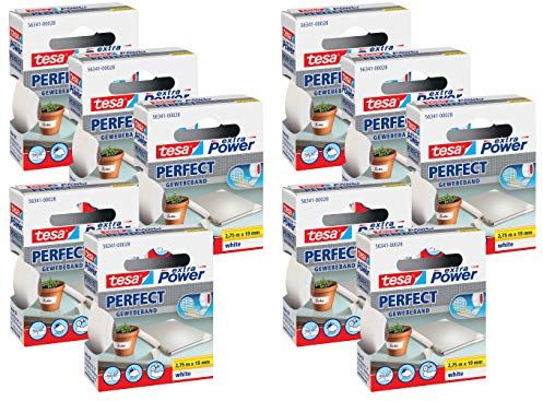 tesa Gewebeklebeband extra Power Gewebeband (weiß, 10 Packungen)