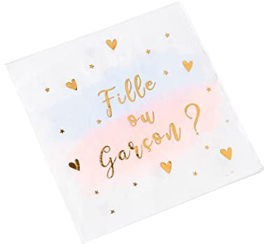 ARTYFETES 16 Serviettes Gender Reveal Fille ou garçon