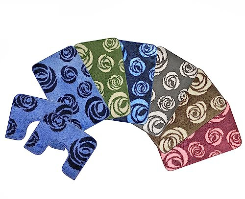 Prati di Casa Tappeto da Bagno Parure Camelia 3pz, Made in Italy (Prugna-Rose)