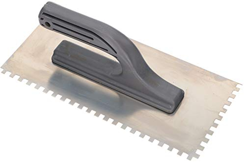 KOTARBAU® Edelstahl Glättkelle 270 x 128 mm mit Zahnung 6 x 6 mm Zahnkelle zum Verlegen von Fliesen Glättscheibe Traufel Edelstahlkelle mit Kunststoffgriff unentbehrlich beim Fliesen