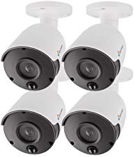 Nivian-Kit 4 Unidades Cámara Falsa Tipo Bullet, réplica de cámara Real, Dummy Cámara de Seguridad Vigilancia Falsa Impermeable – Corona Leds IR Reales y PIR - Fake Cámara Simulada CCTV