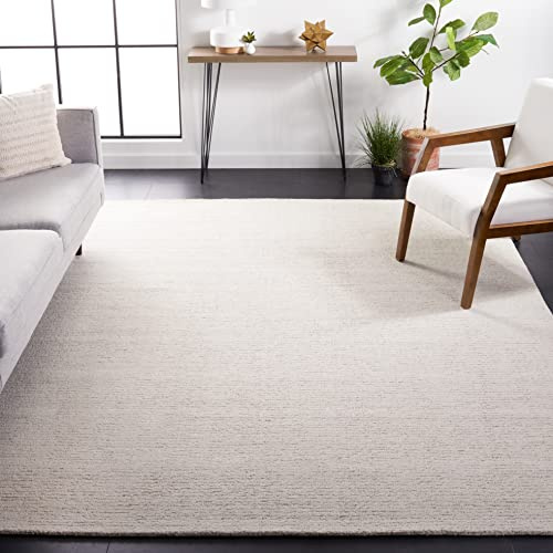 SAFAVIEH Abstract Collection Area Rug - 10' x 14', Ivory & Beige, Handmade Wool, Ideal for High Traffic Areas in Living Room, Bedroom (ABT468E)